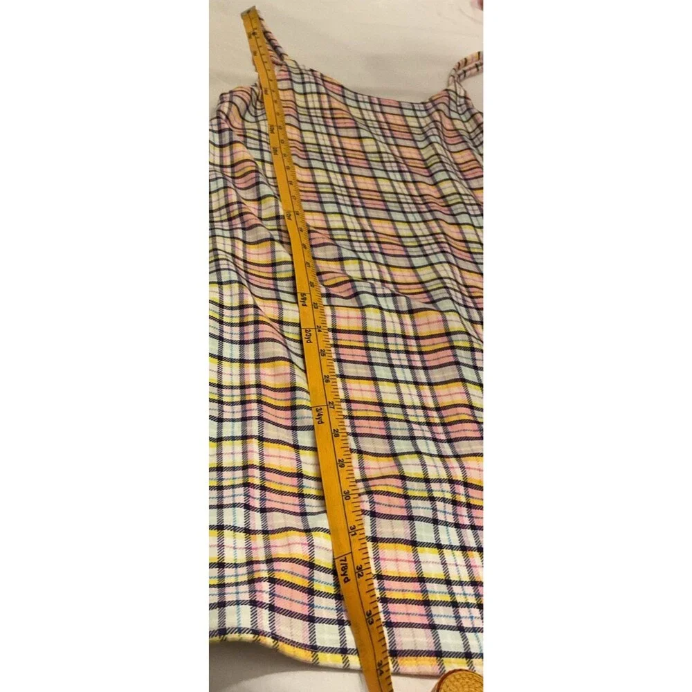 Justice Girls Plaid Cami Dress Size 16/18 XL Pink Cream Checker Shift Fun Retro